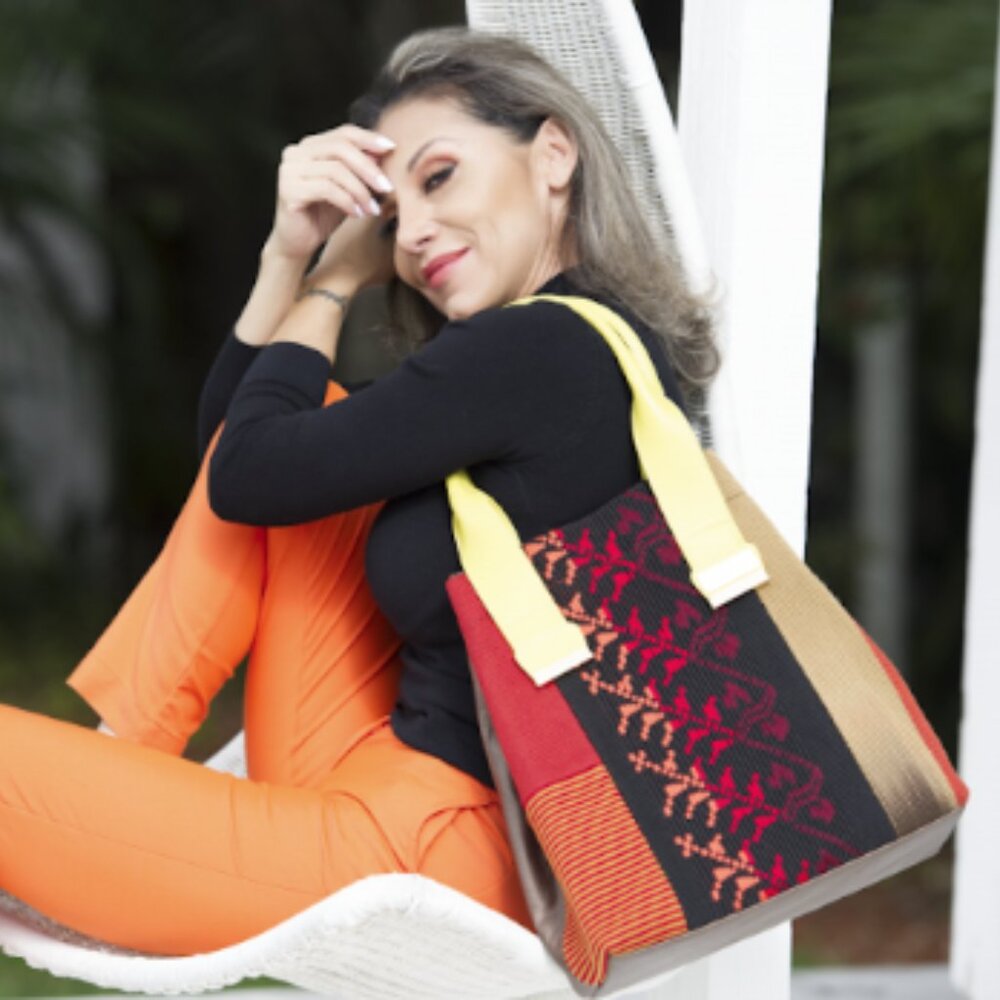 LIMÓN PIEL – Brocato Terracotta Handmade Leather & Loom Tote Bag